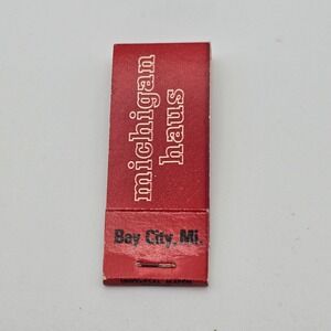 Vintage Michigan Haus Bay City MI Matchbook Restaurant Lounge Map Unstruck Red
